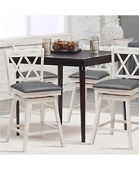 Gymax Set of Barstools Swivel Counter Height Chairs with Rubber Wood Legs