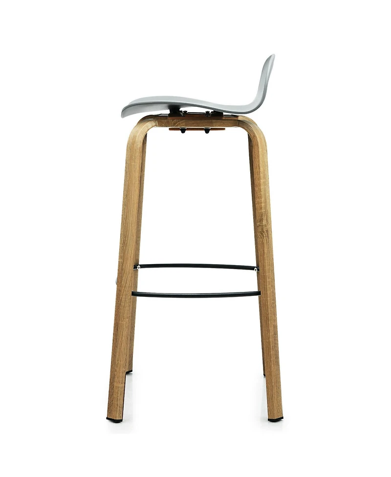 Gymax Modern Set of 2 Barstools 30inch Pub Chairs with Low Back and Metal Legs