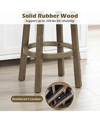 Gymax Swivel Counter Height Bar Stool Upholstered Barstool with Padded Back and Rubber Wood Legs