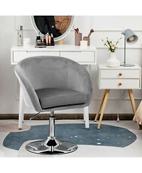 Gymax Set of 2 Modern Velvet Chair Height Adjustable Bar Stool Swivel