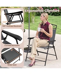 Sugift Set of 4 Patio Folding Dining Chairs with Armrests