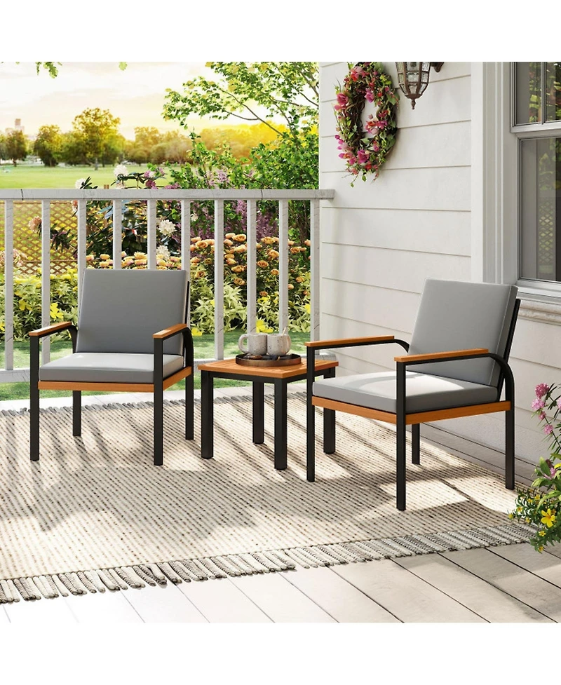 Sugift 3 Piece Patio Furniture Set Outdoor Conversation Set with Coffee Table