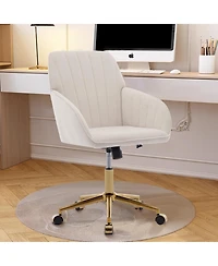 Flynama Gold Base Luxury Ergonomic Swivel Office Chair,Long Sitting Comfort Chair