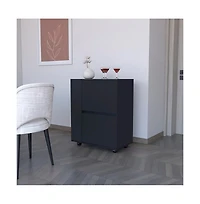 Flynama Belleville Bar Cart with Dual Cabinets and Mobile Design