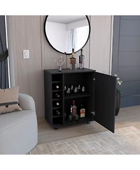 Flynama Bar Cart with Integrated Storage, Spacious Cabinet and Smooth Rollers