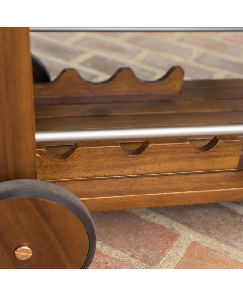 Flynama Modern Industrial Wood and Aluminum Bar Cart with Drop Leaf