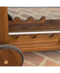 Flynama Modern Industrial Wood and Aluminum Bar Cart with Drop Leaf