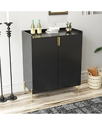 Flynama Black Home Cabinet with Adjustable Shelf