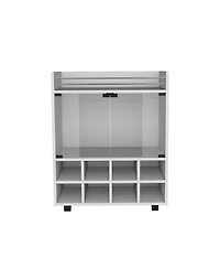 Flynama Bar Cart with 8-Bottle Rack, Double Glass Door Cabinet and Aluminum Top