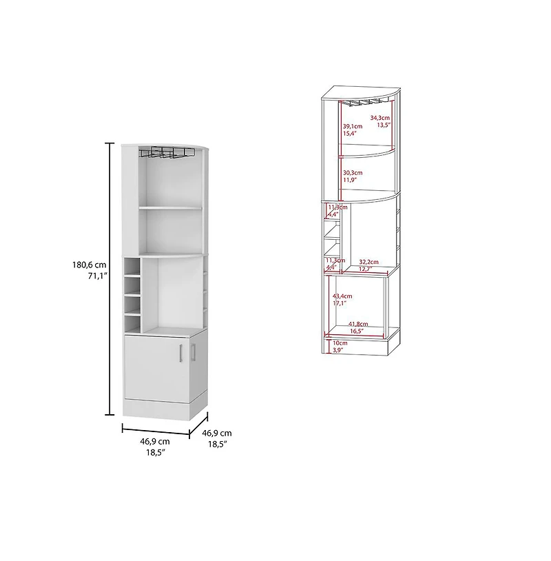 Flynama Corner Bar Cabinet with 3 Cabinets Finish