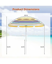 Gouun 6.5 ft Portable Beach Umbrella with Upf 50+ Sun Protection and Push-Button Tilt