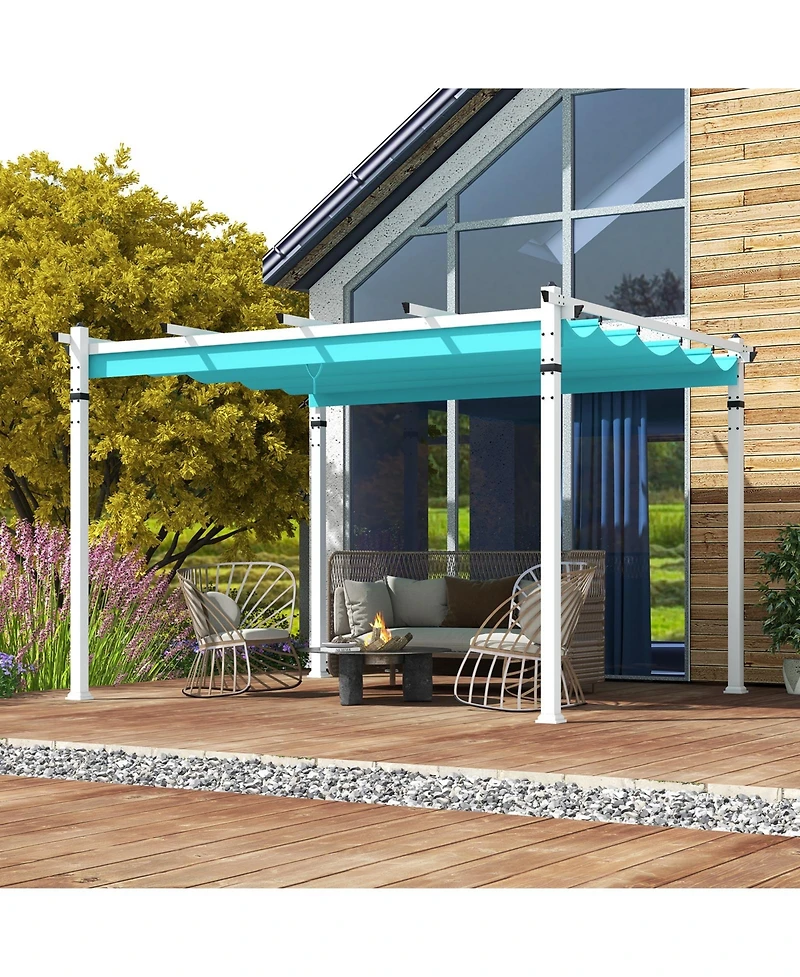 Gouun 12 x 10 ft Outdoor Pergola with Retractable Canopy and Aluminum Frame