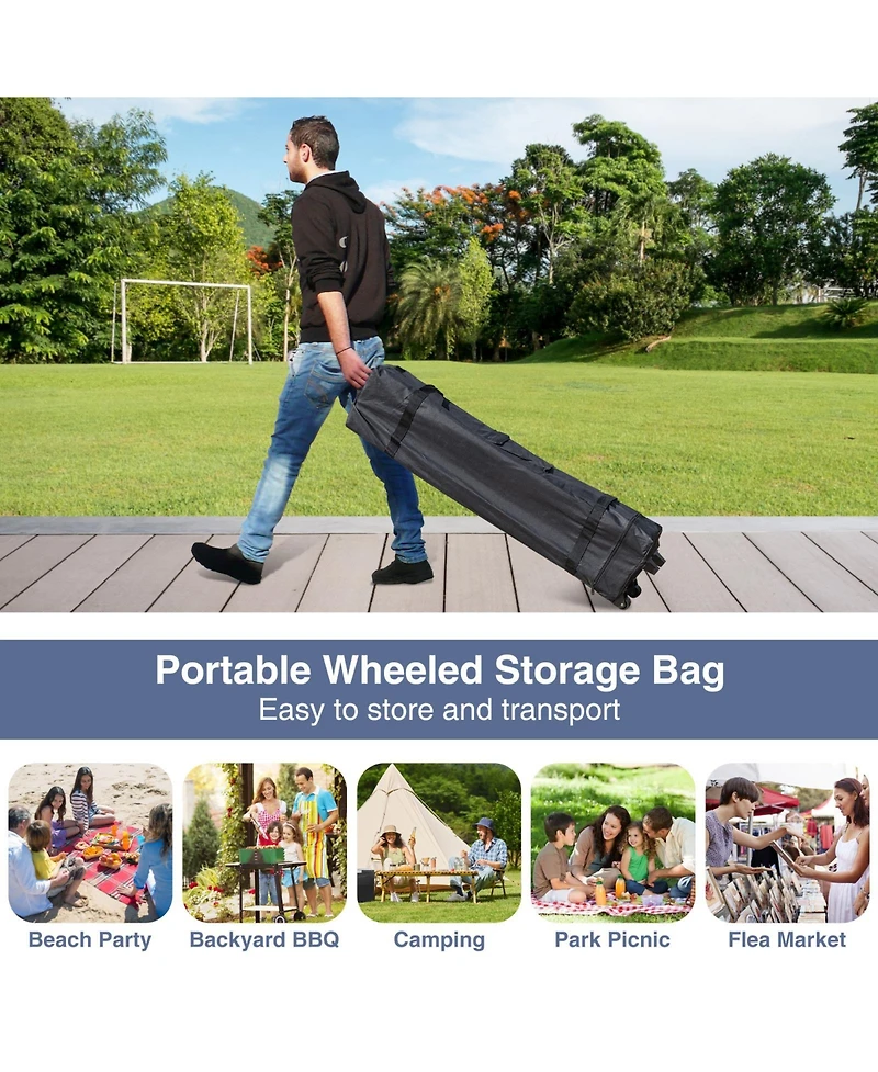 Gouun 10 x 10 ft Pop-Up Canopy Tent with 4 Sidewalls, Mesh Netting and Wheeled Bag