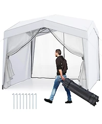 Gouun 10 x 10 ft Pop-Up Canopy Tent with 4 Sidewalls, Mesh Netting and Wheeled Bag