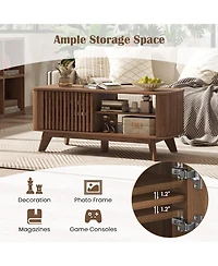 Gouun Rectangular Coffee Table with Adjustable Shelves Storage