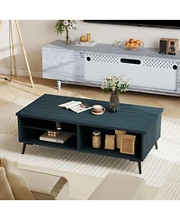 Gouun 47-Inch Mid Century Modern 2-Tier Coffee Table with Storage