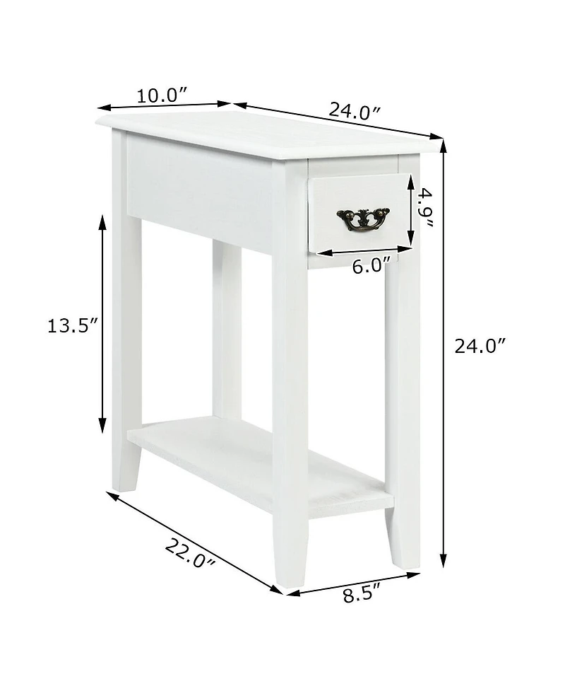 Sugift Two Tier Narrow End Table Bedside Sofa Side Table