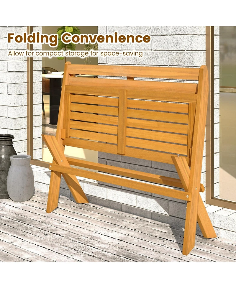 Sugift Two Person Acacia Wood Patio Garden Bench with High Capacity