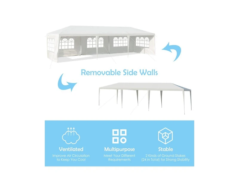Clihome 10 x 30 Feet Canopy Tent with 5 Removable Sidewalls for Party Wedding