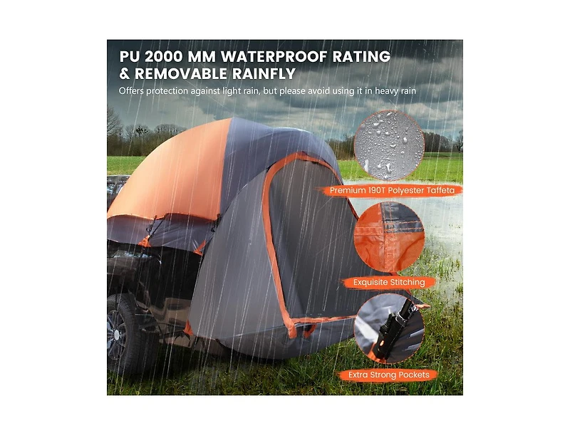 Lucky One 2 Person Portable Pickup Truck Tent with Carry Bag, Waterproof Camping Tent