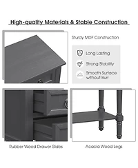 Gouun Mdf and Acacia Wood Console Table with 3 Drawers and Open Shelf