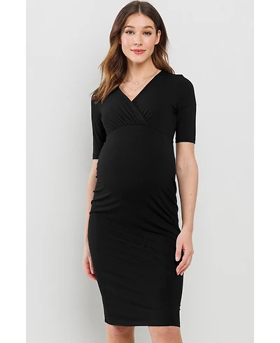 Hello Miz Maternity Wrap V-Neck Nursing Midi Dress