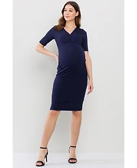 Hello Miz Maternity Wrap V-Neck Nursing Midi Dress