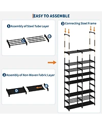 Homfan 10 Tier Shoe Rack with Adjustable Fabric Shelves, Metal Frame, Slim Storage for Entryway and Bedroom