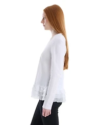 Wilt Clothing Women's V-Neck Mixed Media Long Sleeve
