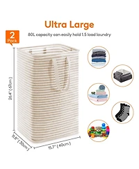 Gnuadz 2 Peice Laundry Basket Collapsible Hamper with Reinforced Handles Freestanding Waterproof Gift