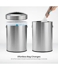 Home Zone Living 16 Gallon Stainless Steel Open Top Trash Can with Triangular Corner Design