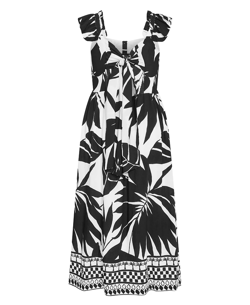 City Chic Women's Mirage Oasis Print Tie Back Maxi Dress