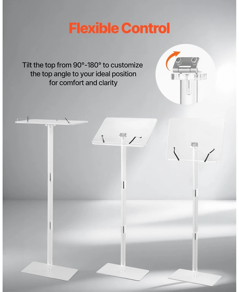 Gouun Acrylic Podium with Adjustable Angle, Metal Base
