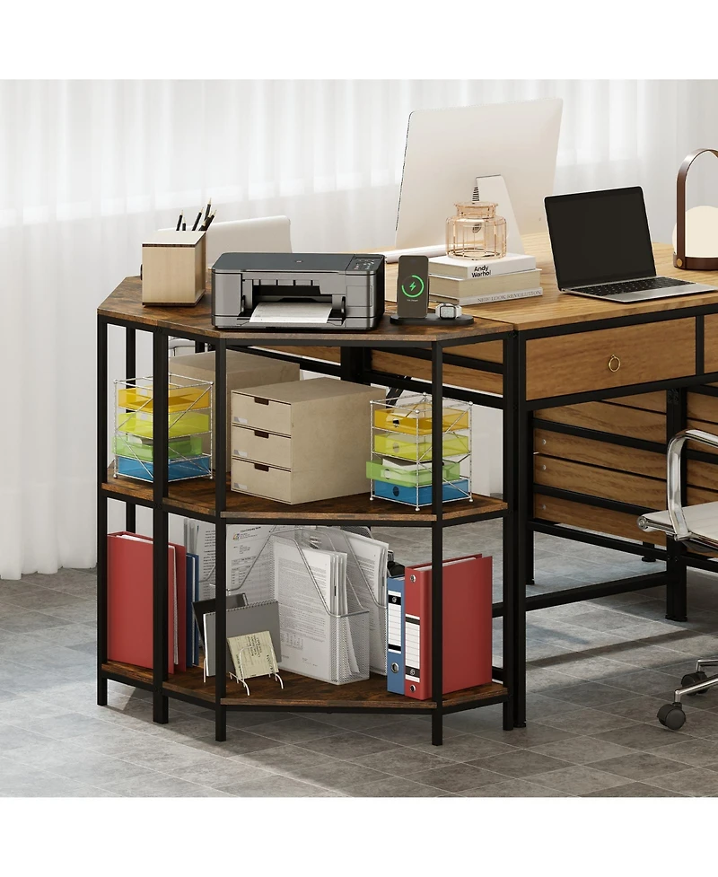 Gouun Corner Printer Stand 3-Tier with Charging Station