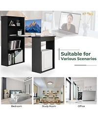 Gouun Computer Desk with 4-Tier Bookcase and Cpu Stand