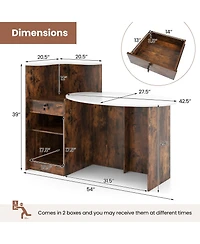 Gouun Reception Desk with Oval Tabletop and Lockable Drawer