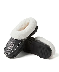 Dearfoams Women's Nyla Felted Plaid Moc Toe Clog Slippers