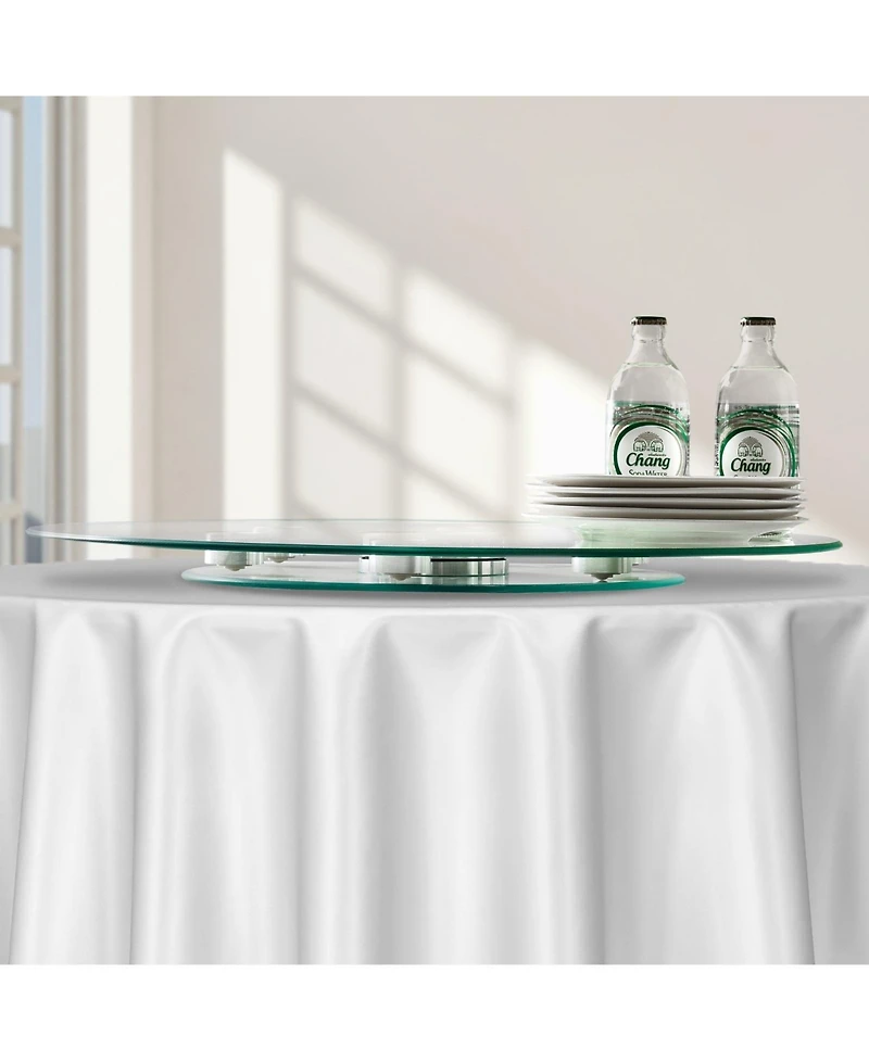 Sugift 20 in Tempered Glass Lazy Susan With 360 Rotation for Dining and Events