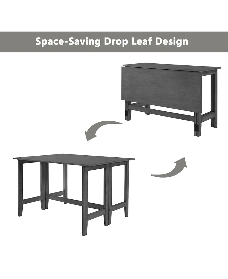 Rainsken Extendable Dining Table, Farmhouse Wood Folding Drop Leaf Kitchen Dining Table, Space-Saving for Living Room