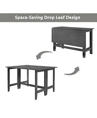 Rainsken Extendable Dining Table, Farmhouse Wood Folding Drop Leaf Kitchen Dining Table, Space-Saving for Living Room