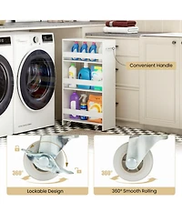 Gouun 4-Tier Slim Rolling Kitchen Cart with Open Shelves and Guard Rails