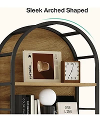 Tribesigns 5 Tier Arched Bookcase, Industrial Open Book Shelves for Living Room, Freestanding Display Shelving Storage Rack