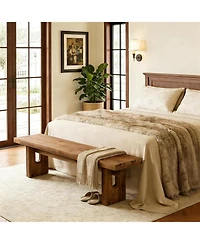 Tribesigns 63" Solid Wood Bench, Extra Long Farmhouse Dining Bench for Kitchen Table, Rustic Wooden Entryway Bench, End of Bed Indoor Seating