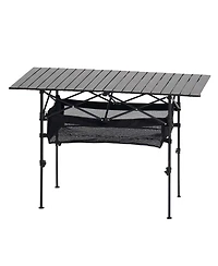 Sugift Portable Folding Camping Table Roll Up Adjustable Height 47.2in Wide for Bbq and Picnic