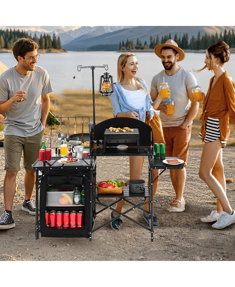 Sugift Portable Aluminum Camping Kitchen Table With Storage for Bbq and Picnic