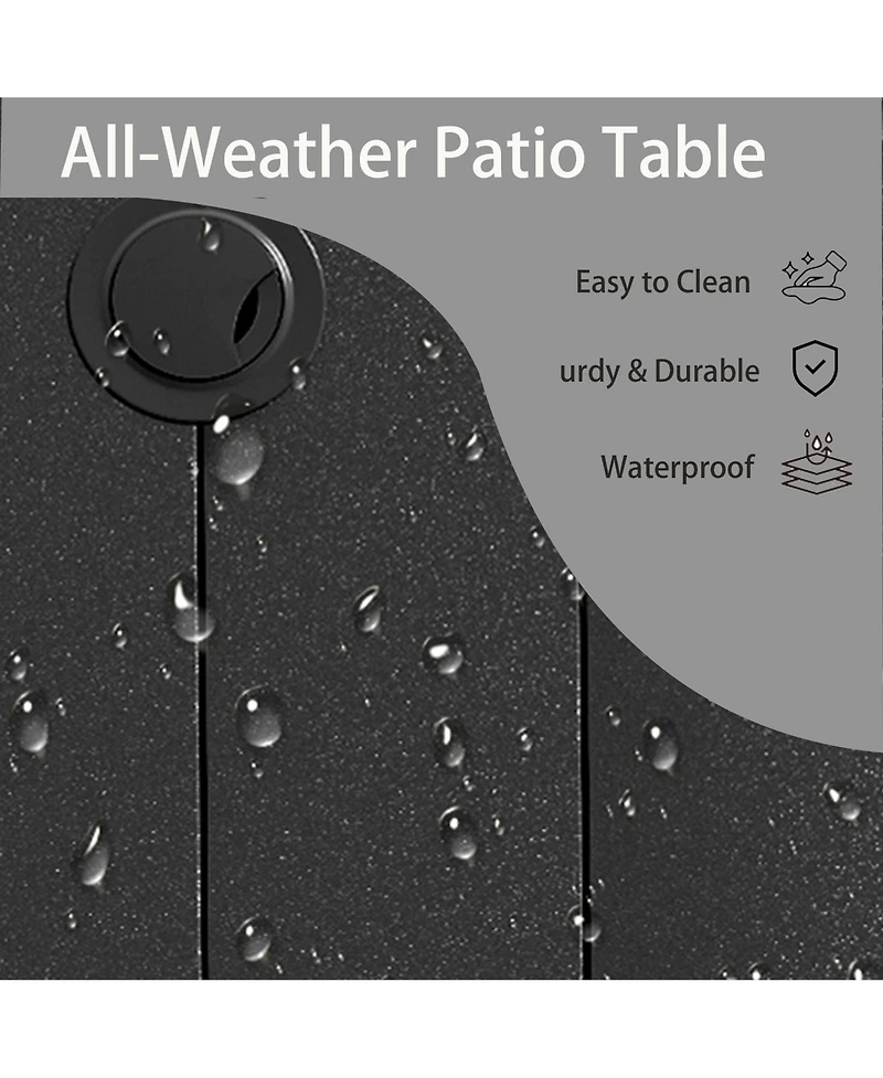 Mondawe 40.6" Round Outdoor Dining Table for 4-6 People, All-Weather Steel Patio Table with Umbrella Hole