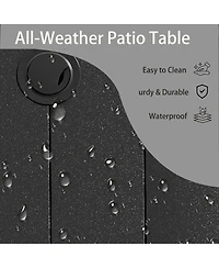 Mondawe 40.6" Round Outdoor Dining Table for 4-6 People, All-Weather Steel Patio Table with Umbrella Hole