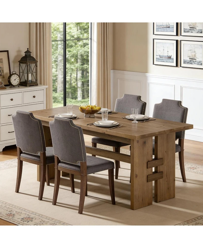 Tribesigns Solid Wood Dining Table for 4-6, 63'' Kitchen Table with Large Tabletop and Heavy Duty Legs, Rectangular Farmhouse Dinner Tables