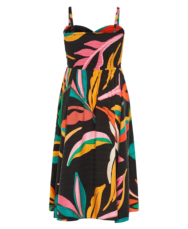 City Chic Women's Maui Shirred Print Maxi Dress