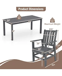 Sugifit 7-Piece Outdoor Dining Table Set for 6 People 67 in Hdpe Patio Rectangle Table and 6 Armchairs